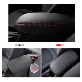 SXCY close-up of red stitching and microfiber leather for durable finish