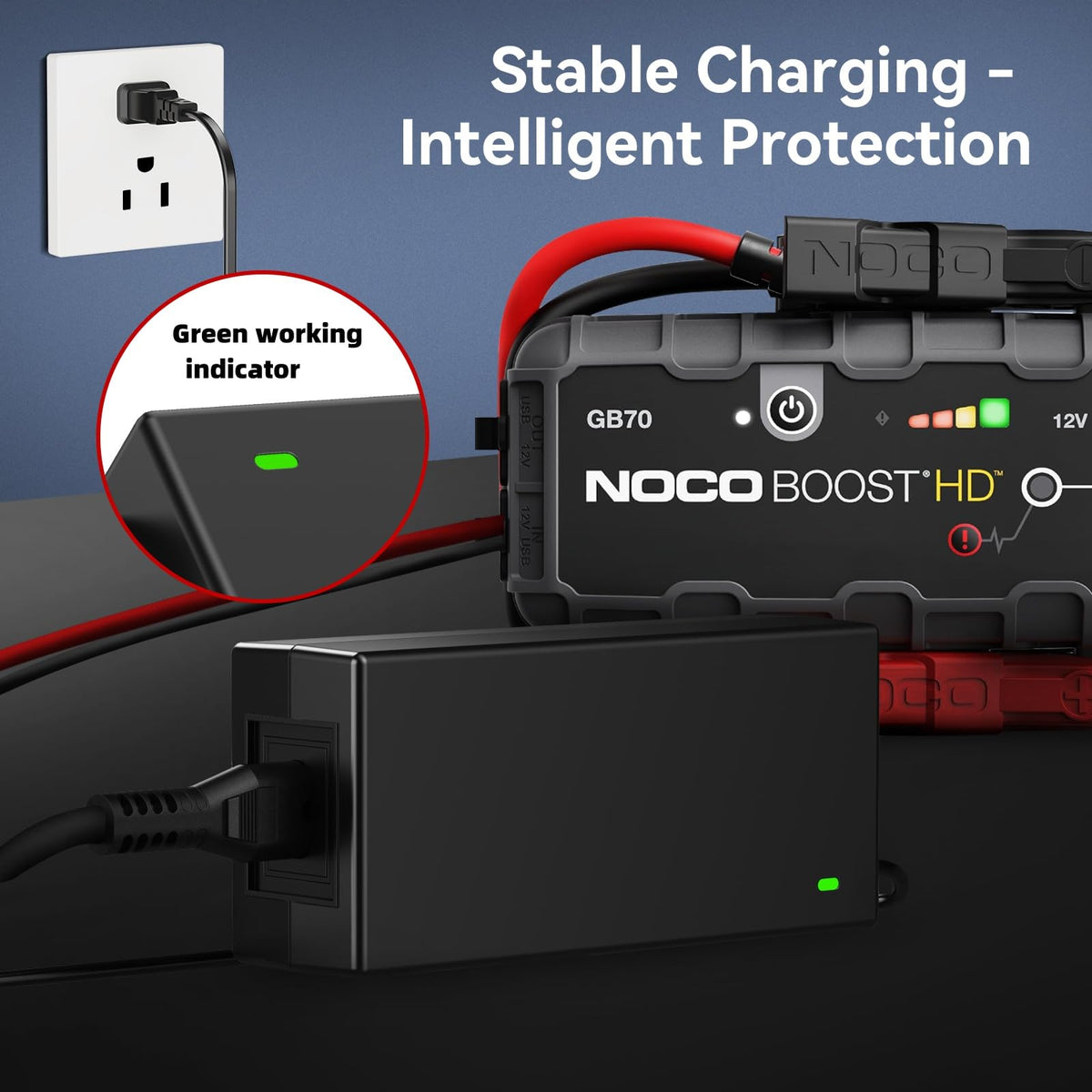 SYFLYH adapter with AC power cord plugged in for reliable mains charging