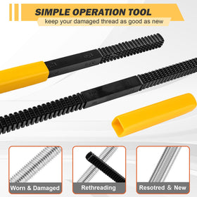 syizyen file being used on a bolt demonstrating fast on-site thread restoration