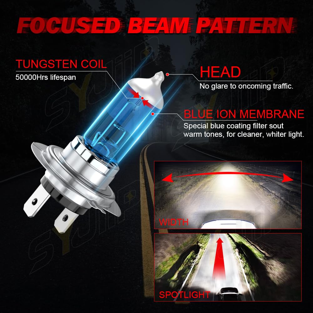 SYJIIP beam pattern on dark road, wider visible area for safer driving