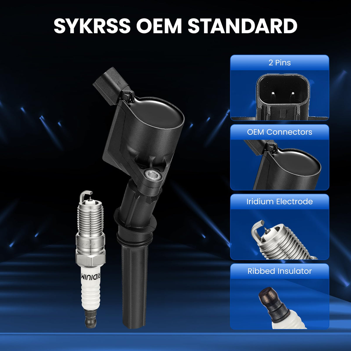 SYKRSS iridium spark plug close-up highlighting fine electrode for consistent ignition