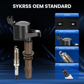 SYKRSS iridium spark plug detail showing fine electrode and pre-gap