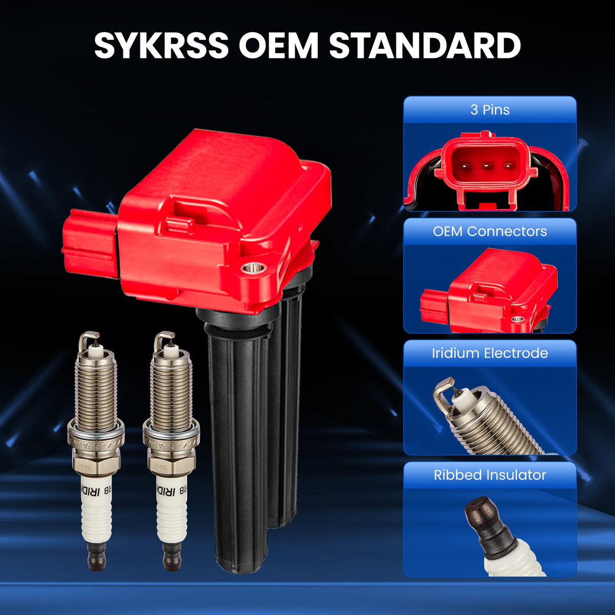 SYKRSS iridium spark plug tip close view highlighting precise gap and improved ignition