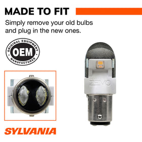 SYLVANIA 1157 ZEVO bulb installed in a vehicle socket demonstrating easy plug-and-play fit