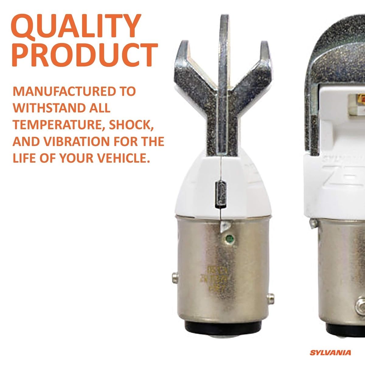 SYLVANIA 1157 ZEVO side profile of bulb showing compact form factor and cooling features for long life