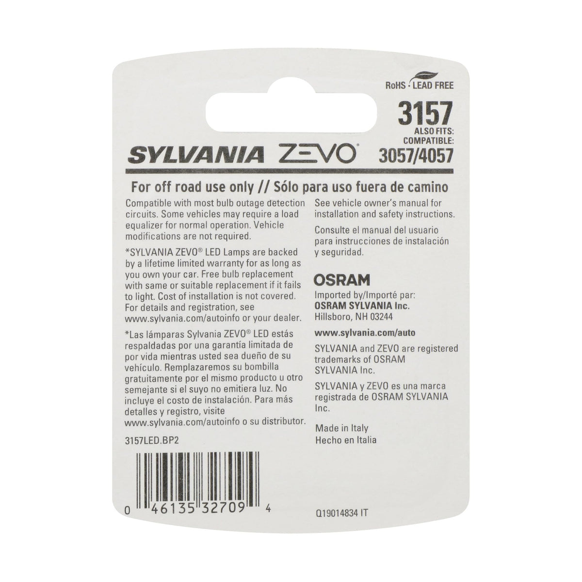 close-up of SYLVANIA 3157 ZEVO bulb face highlighting LED arrays and clarity