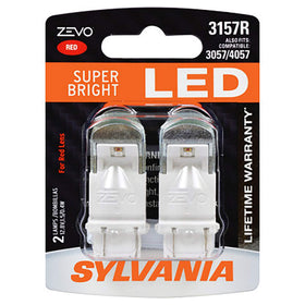 SYLVANIA 3157 ZEVO front view showing bright red LED and compact housing for easy fit