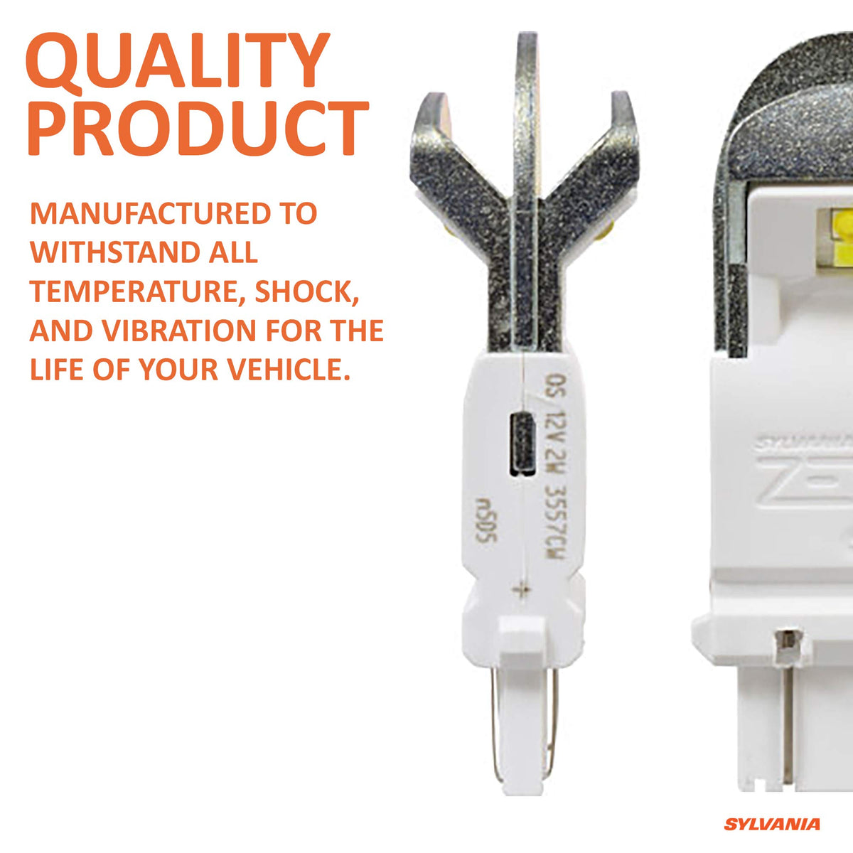 product label close-up showing SYLVANIA branding and lifetime warranty note