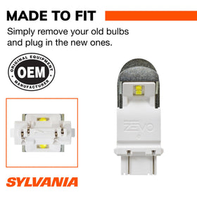 side-by-side brightness comparison showing SYLVANIA ZEVO white output advantage