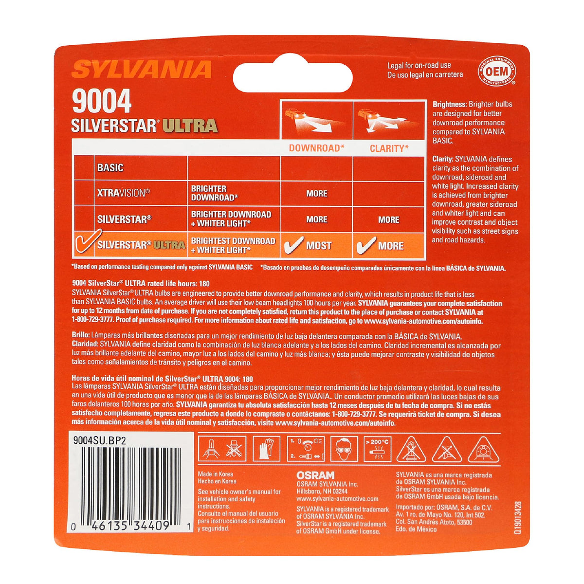 SYLVANIA 9004 SilverStar Ultra close-up of bulb glass and coating highlighting whiter light benefit