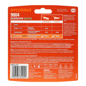 SYLVANIA 9004 SilverStar Ultra close-up of bulb glass and coating highlighting whiter light benefit