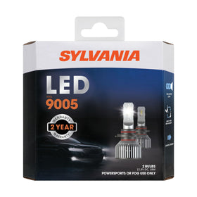 SYLVANIA 9005 front packaging showing product and cool-white benefit