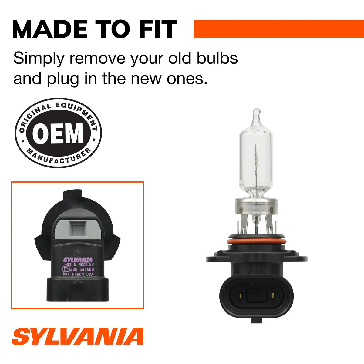 SYLVANIA 9005 installed in headlight housing showing correct alignment and safety