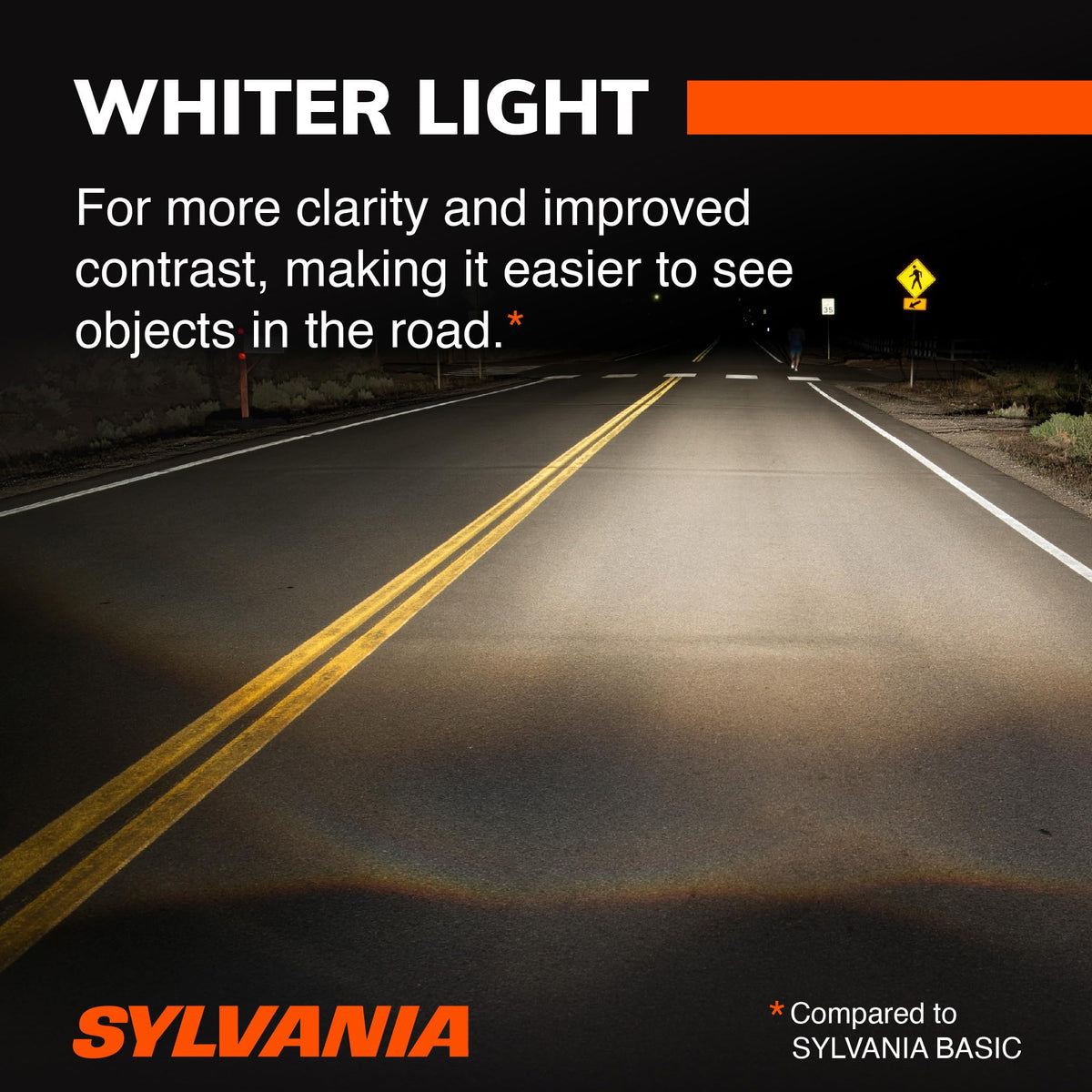 SYLVANIA bulb beside ruler showing compact 9005 size and fit
