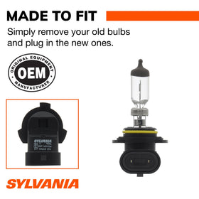 SYLVANIA 9006 installed in headlight demonstrating correct fit and restored light