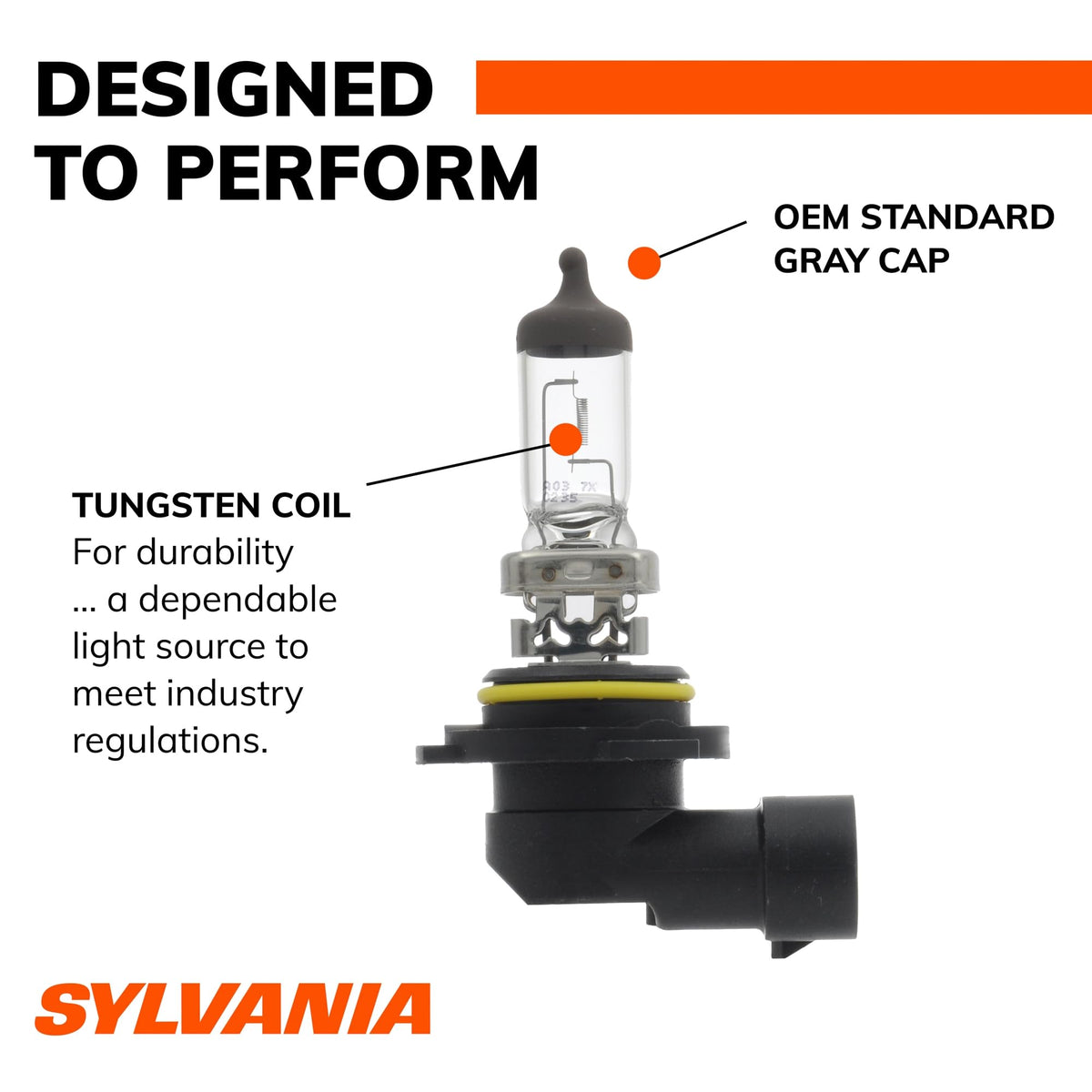 SYLVANIA 9006 beside ruler for size and scale clarity and installation planning