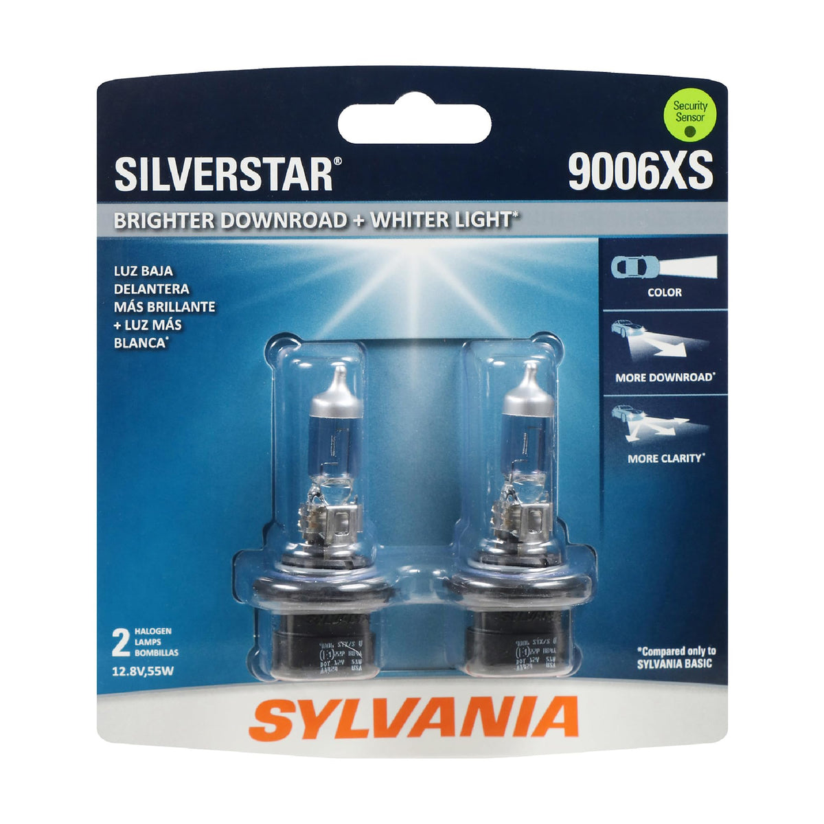 SYLVANIA 9006XS front packaging showing pair and benefits
