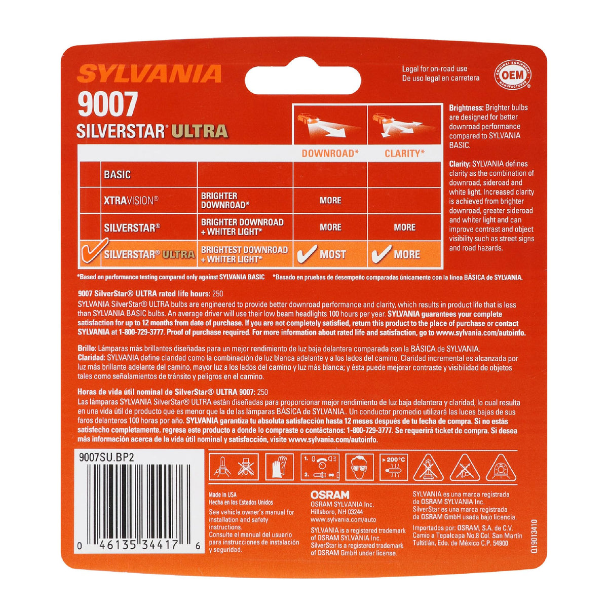 SYLVANIA 9007 bulb close-up of filament for improved beam control