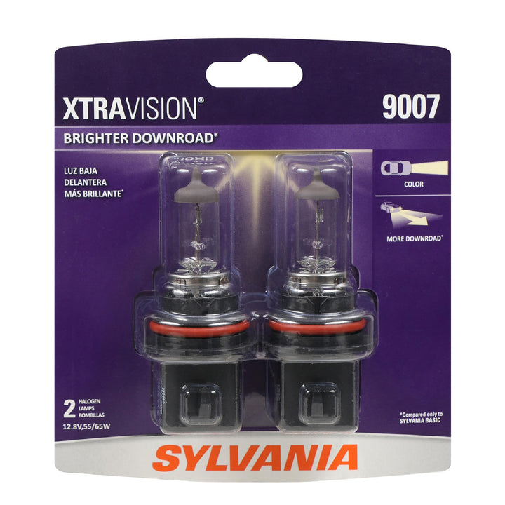 SYLVANIA 9007 XtraVision front packaging showing product and benefits