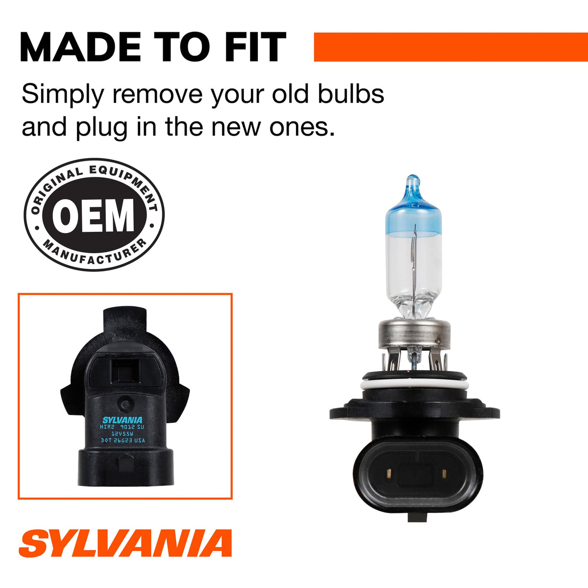 SYLVANIA 9012 bulb side profile showing fit and connector detail