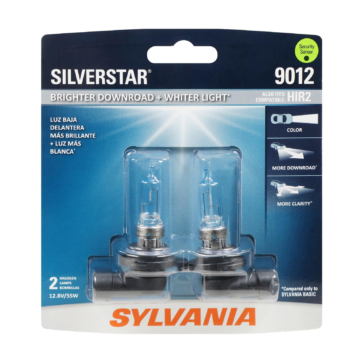 SYLVANIA 9012 SilverStar front packaging showing included two bulbs and benefits