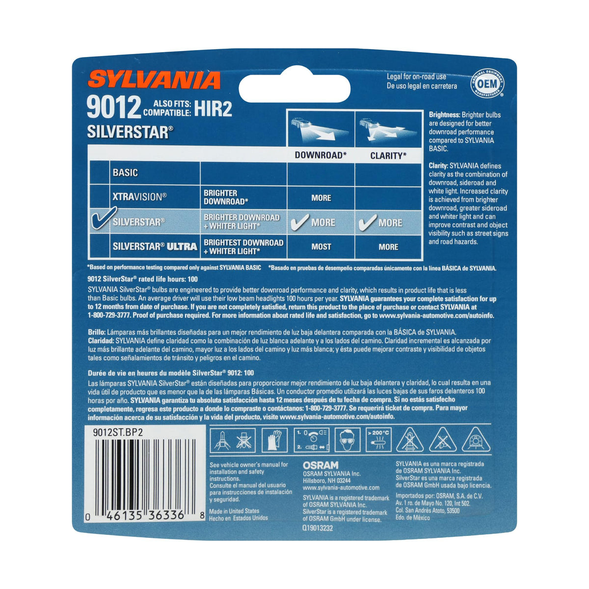 SYLVANIA 9012 SilverStar two-bulb set out of package for quick installation