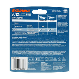 SYLVANIA 9012 SilverStar two-bulb set out of package for quick installation