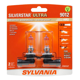 SYLVANIA 9012 SilverStar Ultra front packaging showing product benefits