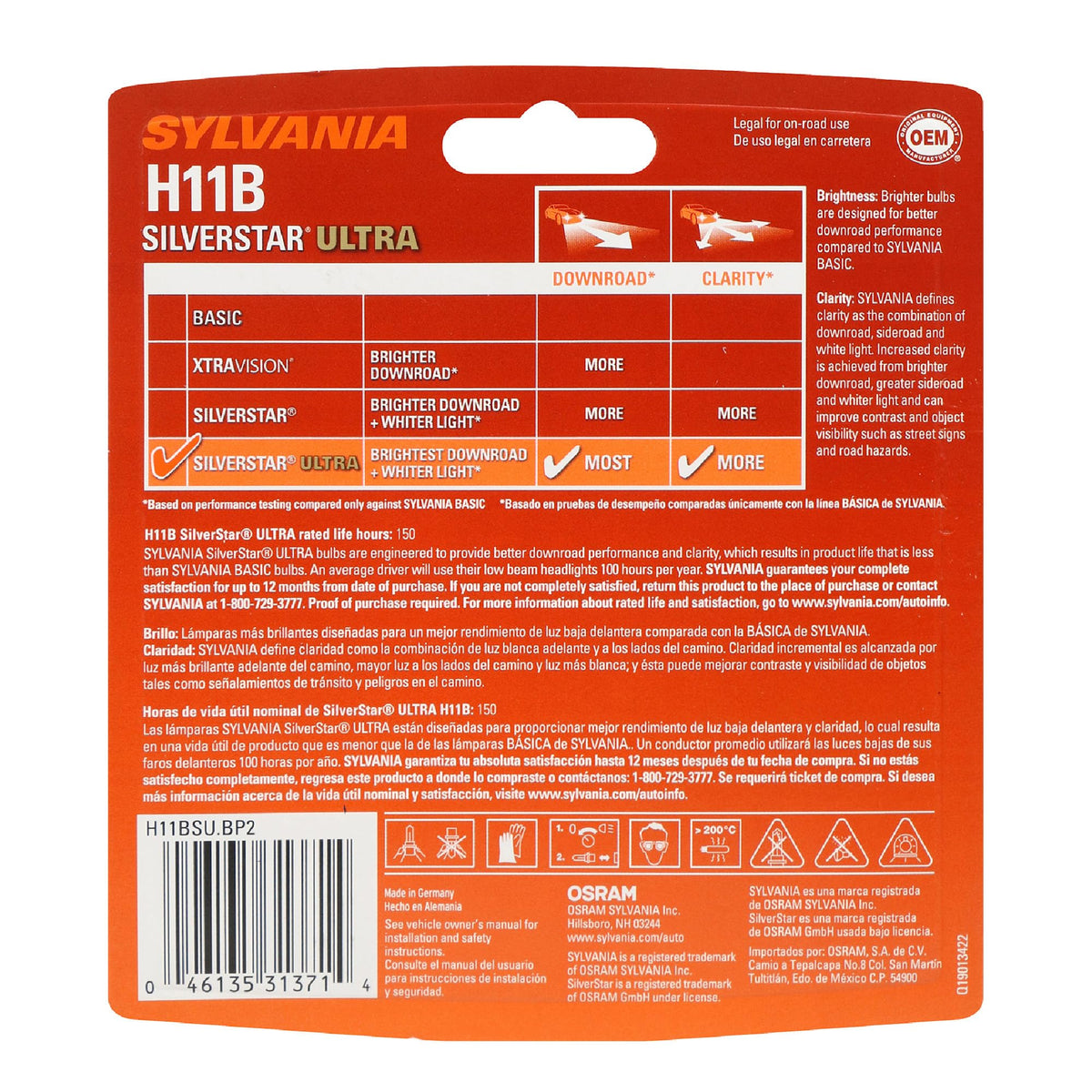 SYLVANIA close-up of bulb glass and base highlighting fit and finish for easy install