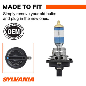 SYLVANIA filament detail and Tri-Band coating visible to show enhanced contrast