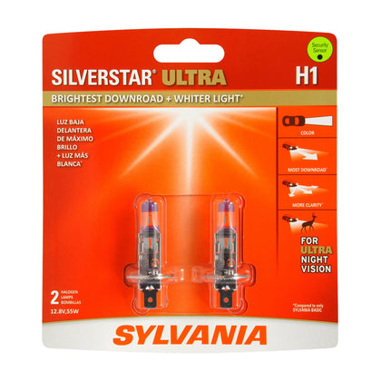 SYLVANIA front packaging showing two H1 bulbs and benefits
