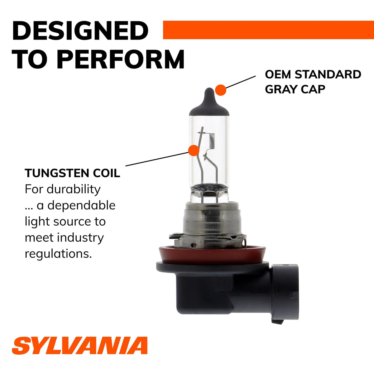 SYLVANIA H11 Basic two-bulb pair beside a ruler showing correct scale
