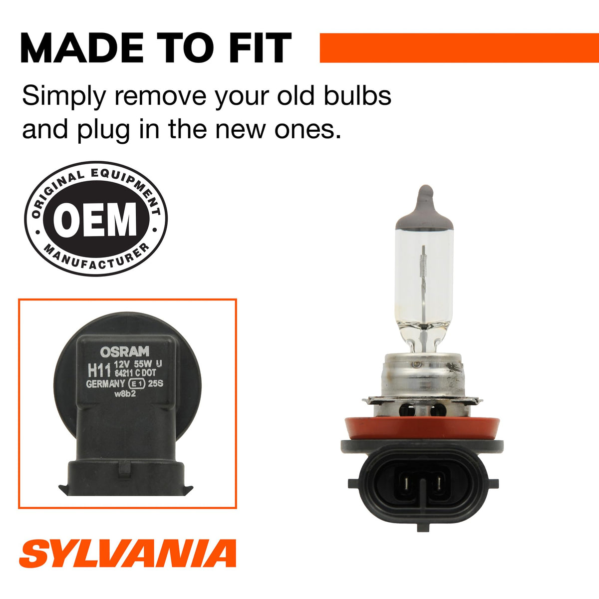 SYLVANIA H11 XtraVision beam pattern on road improving visibility