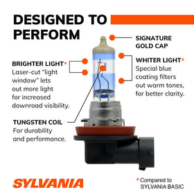 sylvania H11 beam pattern on road illustrating increased contrast and reach