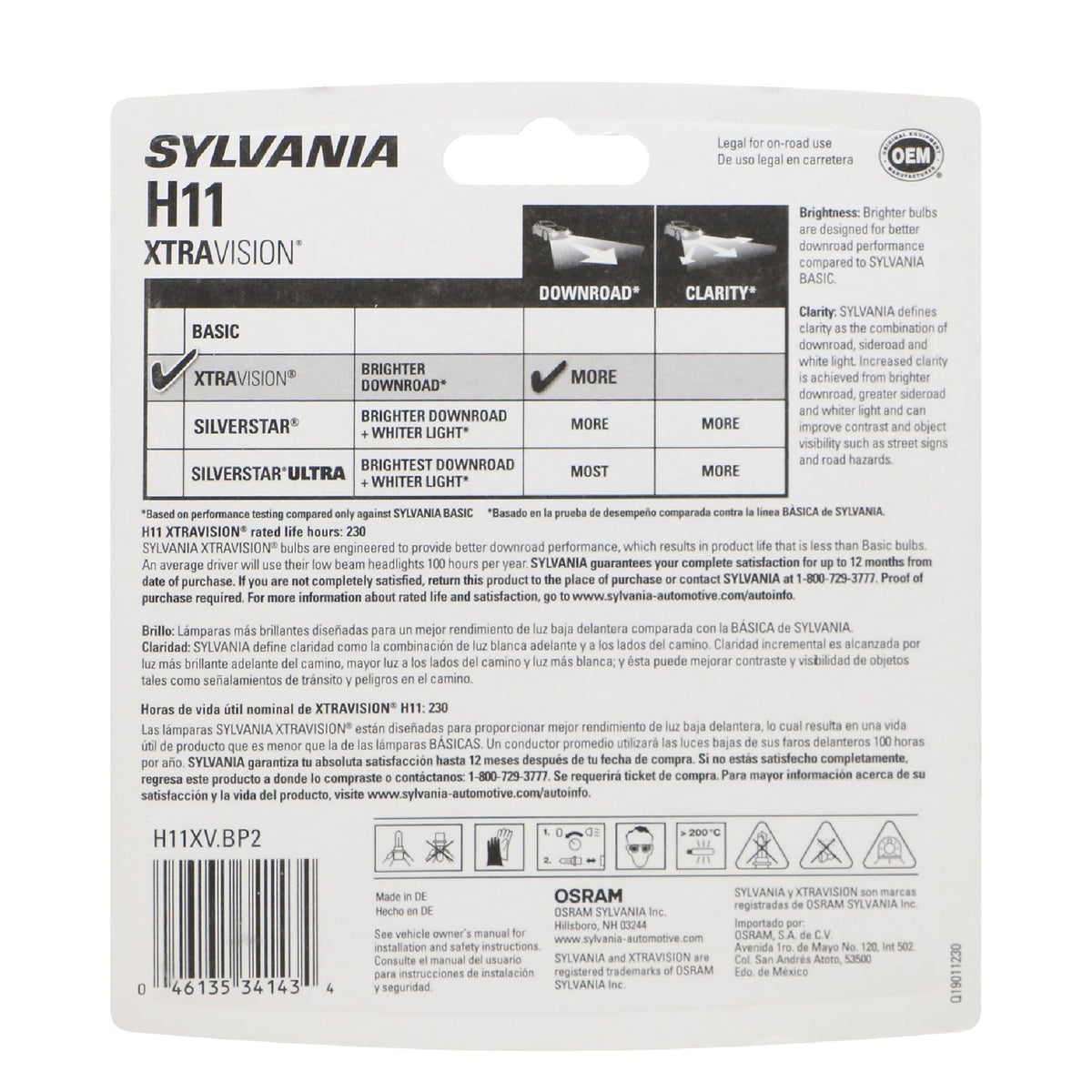 SYLVANIA H11 XtraVision close-up filament detail demonstrating durability