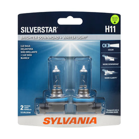 SYLVANIA H11 front packaging showing two bulbs and brand for easy identification