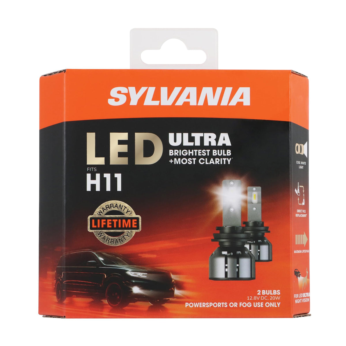 SYLVANIA H11 front view bulb showing compact design for easy install