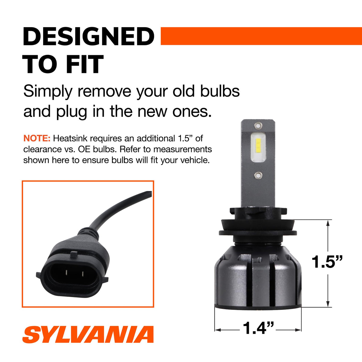 SYLVANIA H11 heat sink detail showing thermal management for longer life