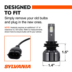 SYLVANIA H11 heat sink detail showing thermal management for longer life