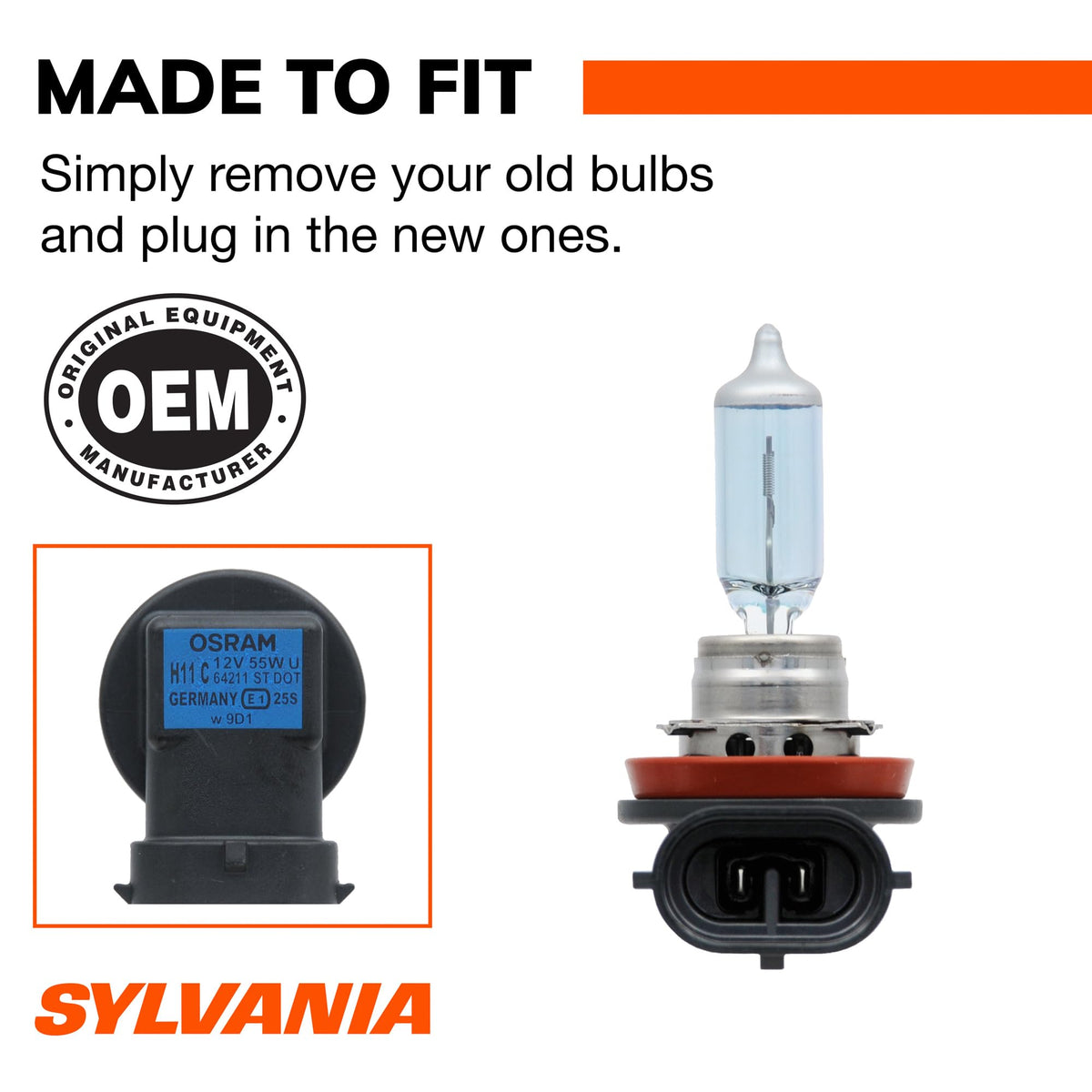SYLVANIA H11 SilverStar installed in headlamp demonstrating direct-fit convenience