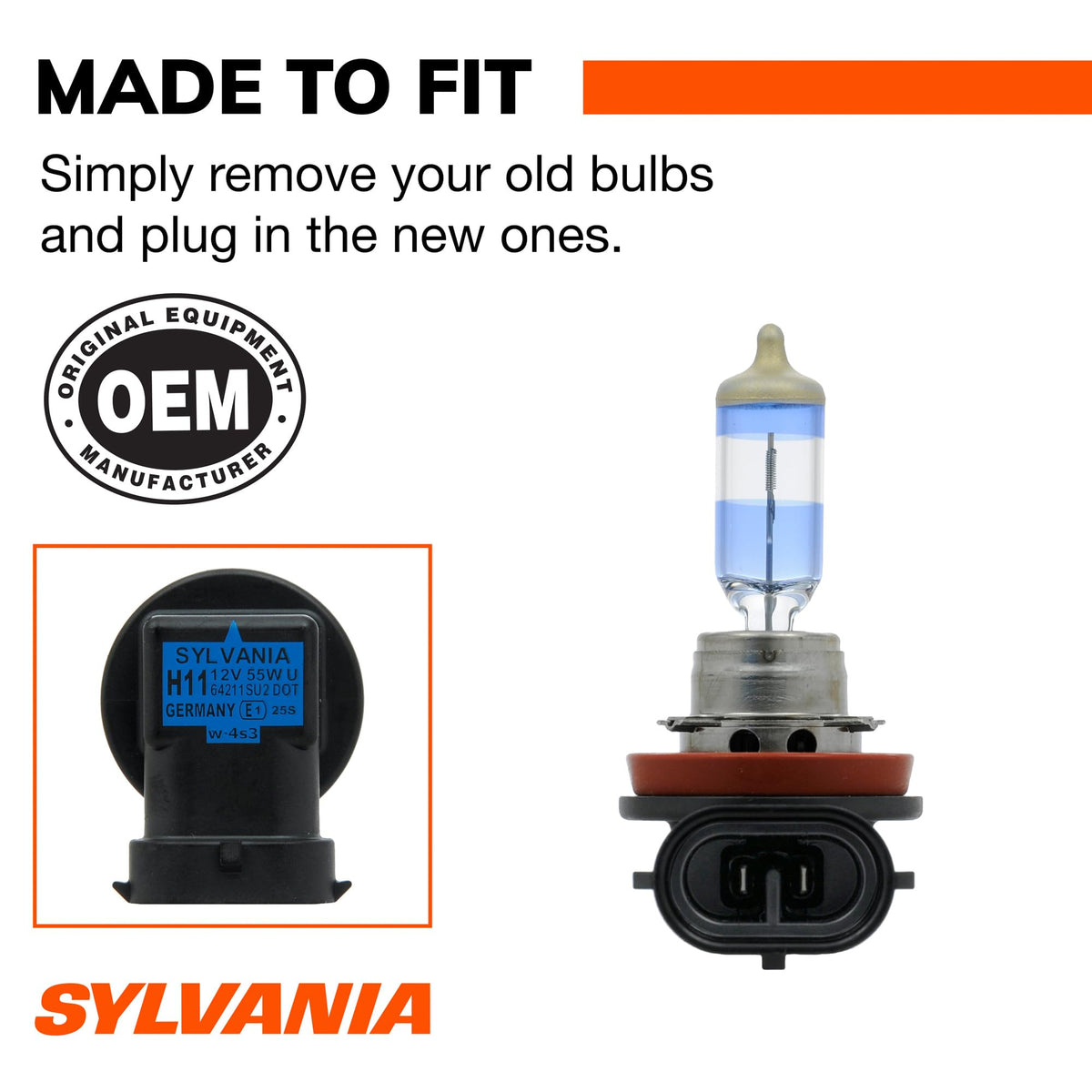 sylvania H11 installed in headlamp demonstrating improved down-road visibility