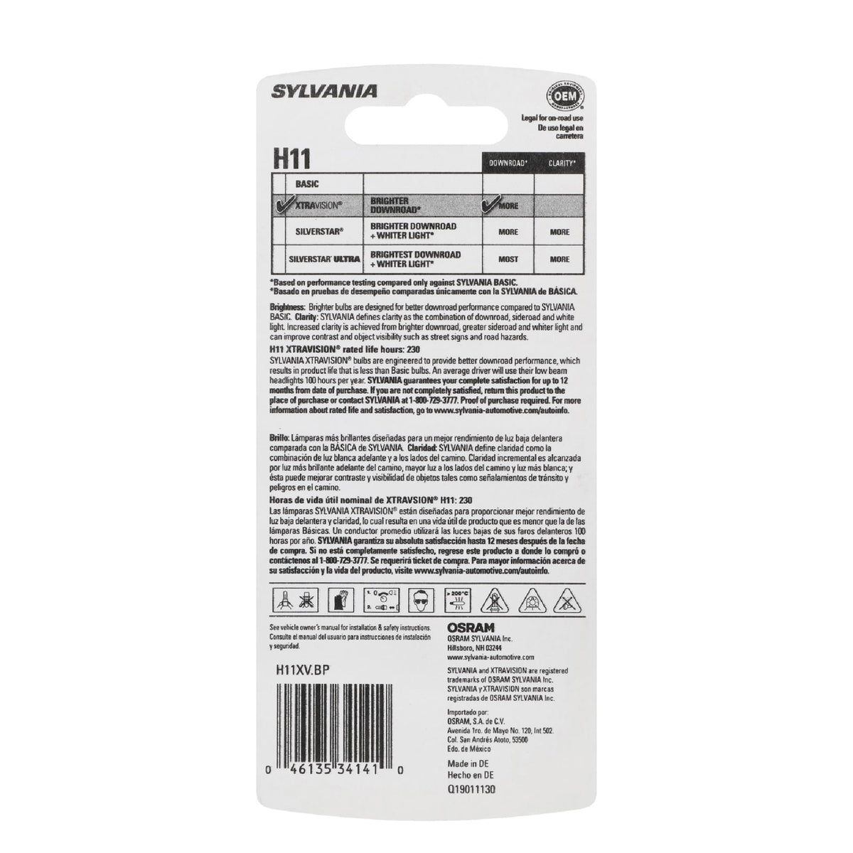 SYLVANIA H11 XtraVision filament close-up highlighting durable construction