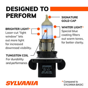 SYLVANIA H13 beam pattern on dark road, brand shows extended downroad visibility