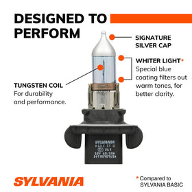 SYLVANIA H13 compared to standard halogen showing whiter, brighter light