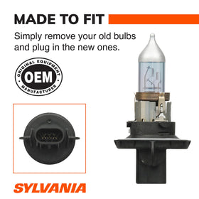 SYLVANIA H13 installed in headlight housing demonstrating clearer beam pattern