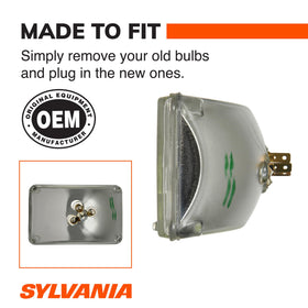 SYLVANIA H4656 beam pattern on road demonstrating improved down-road visibility