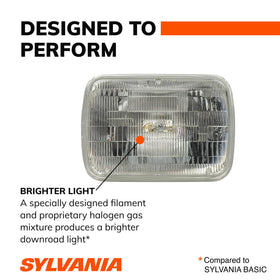 SYLVANIA H6054 beam pattern on road illustrating whiter, clearer light for safer spotting
