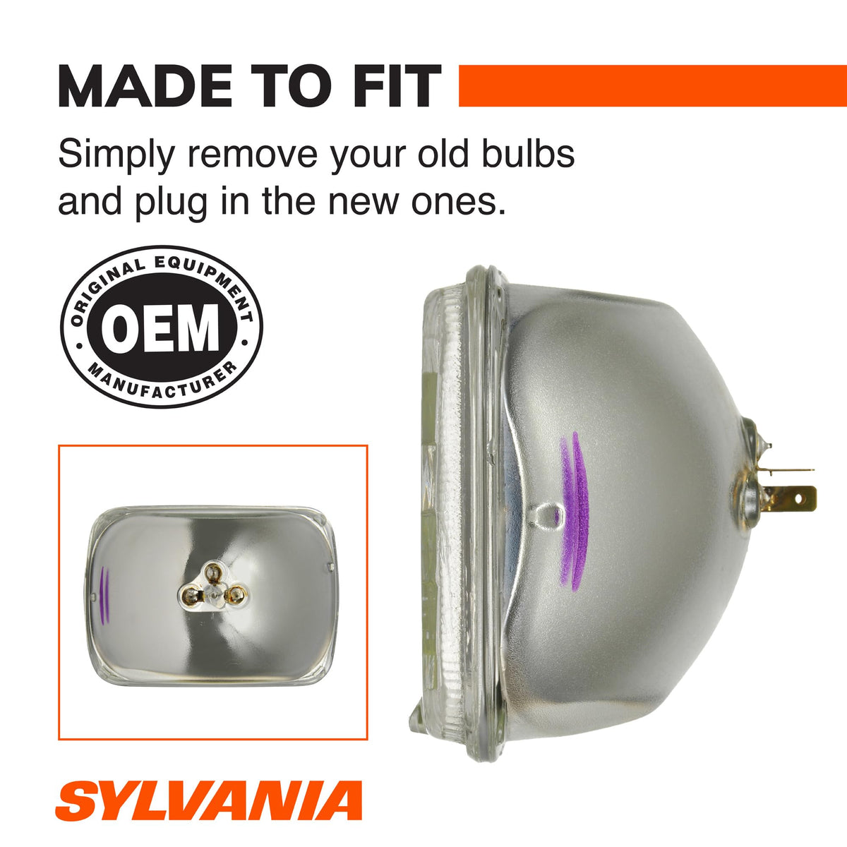 SYLVANIA H6054 installed in vehicle headlight housing demonstrating direct-fit replacement ease