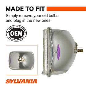 SYLVANIA H6054 installed in vehicle headlight housing demonstrating direct-fit replacement ease