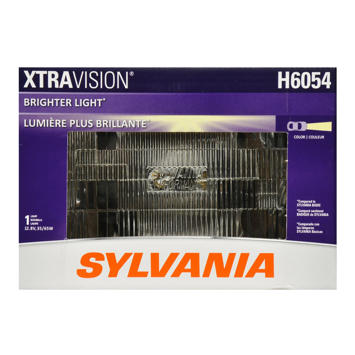 SYLVANIA H6054 front view showing sealed beam and ready-to-install benefit
